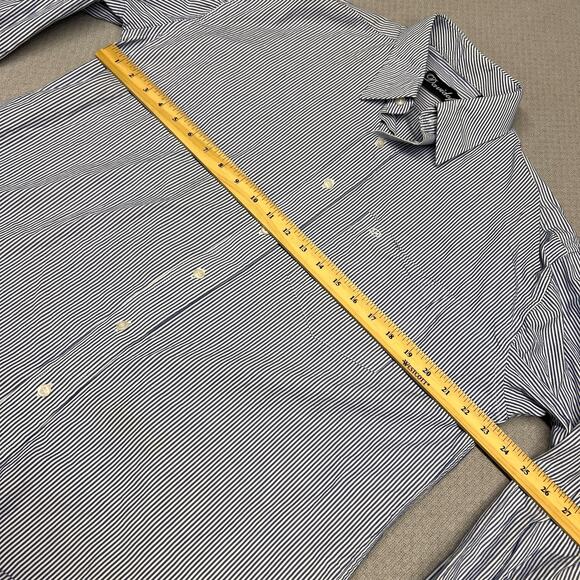 Davidoff Cigars Shirt Mens 44 Blue Striped Cotton Button Down Classic Preppy - Picture 5 of 6